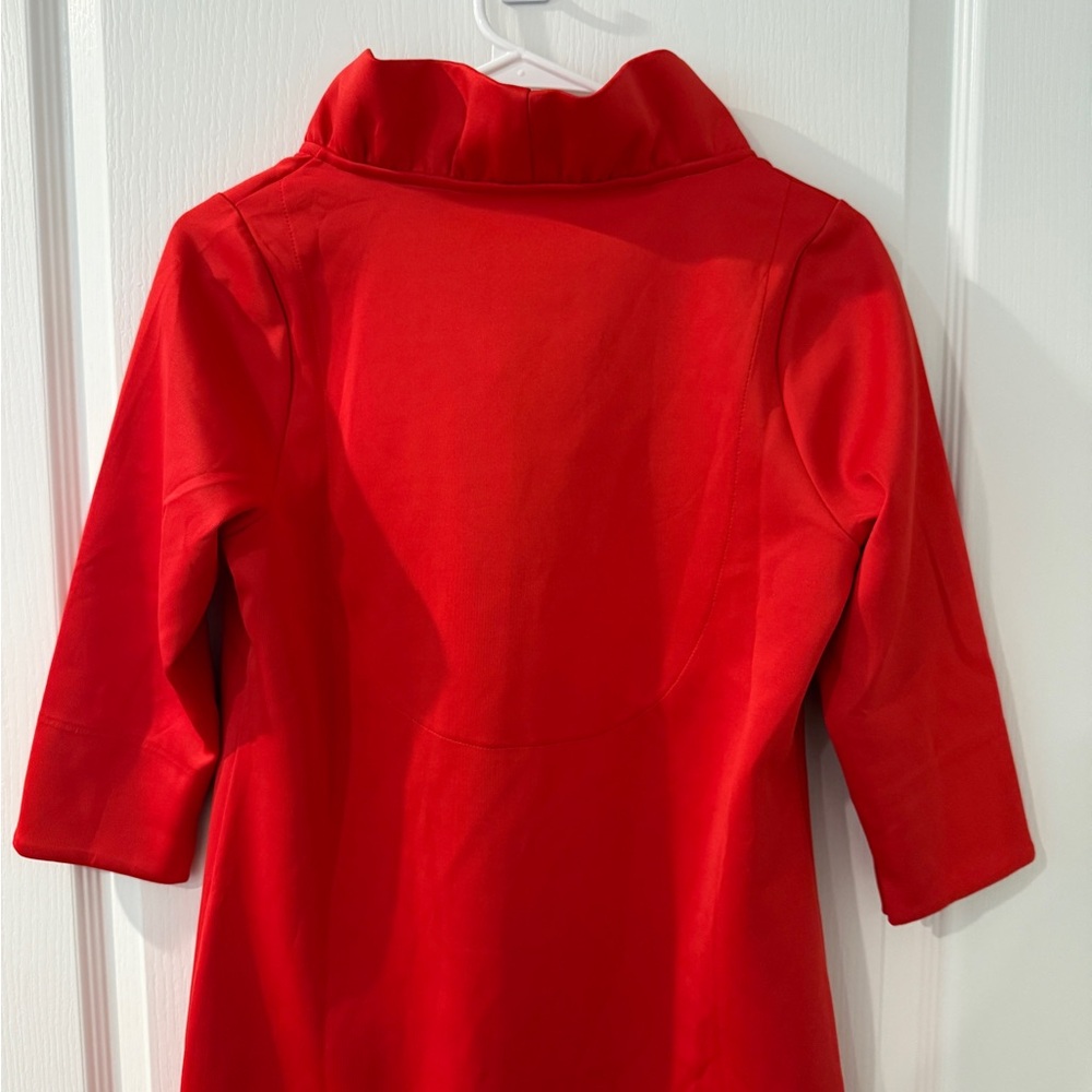 Gretchen Scott Ruffneck Dress Crimson M - Picture 11 of 12